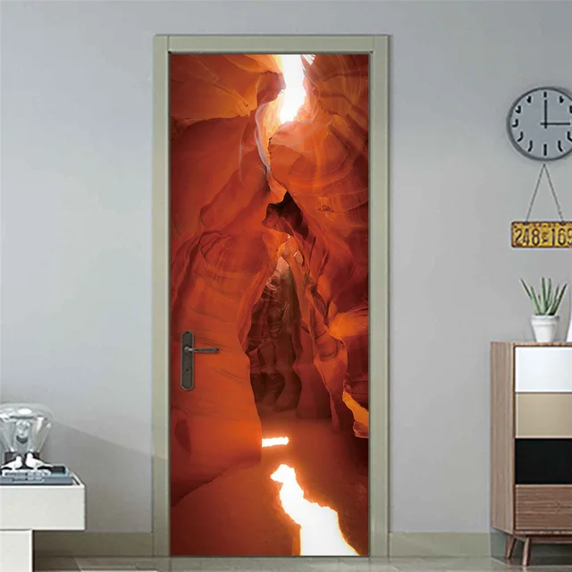Наклейка на Дверь Самоклеющиеся Обои Diy абстрактный пейзаж печать Картина Настенная роспись шкаф ремонт домашний декор - Цвет: Door LXR4079-09