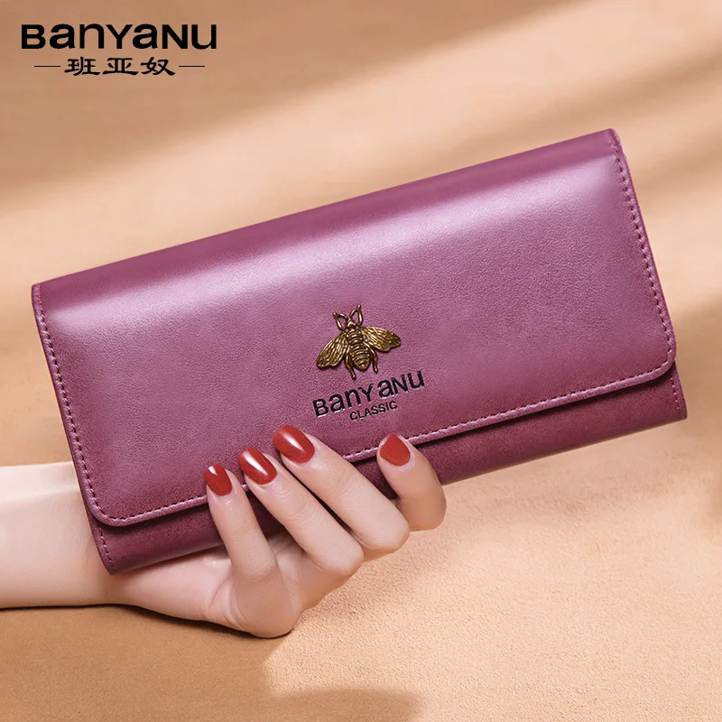 

European and American leather wallet female long section new retro leather wallet retro female models clutch bag