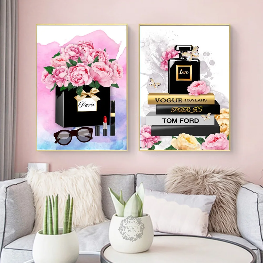 Nordic Posters And Prints Paris Perfume Rose Fashion Luxury Lipstick Wall Art Canvas Painting Pictures For Living Room | Дом и сад