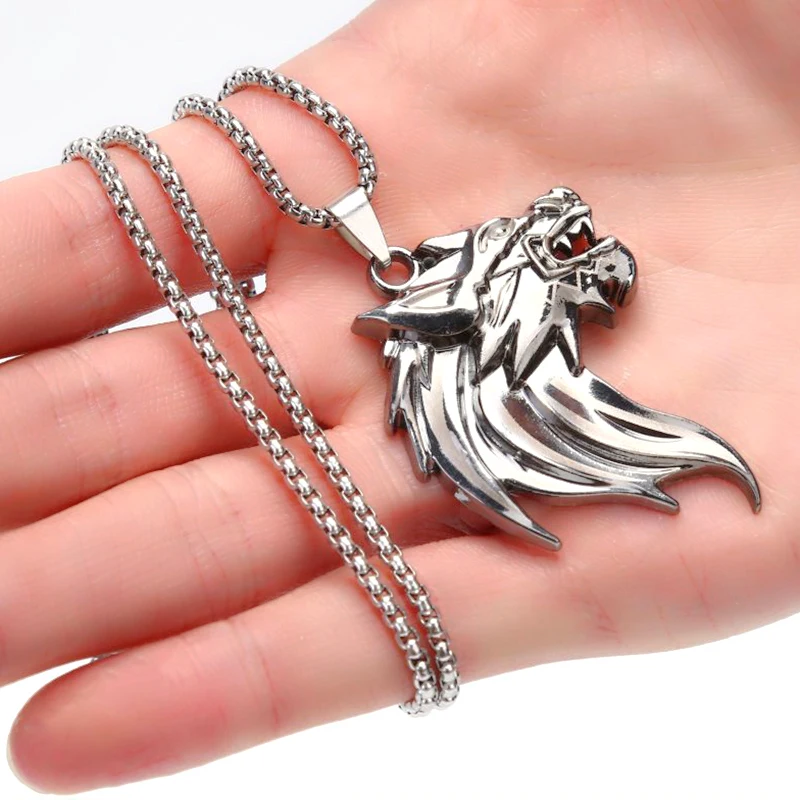 Модная Мужская подвеска в виде головы дракона цепочка из нержавеющей стали