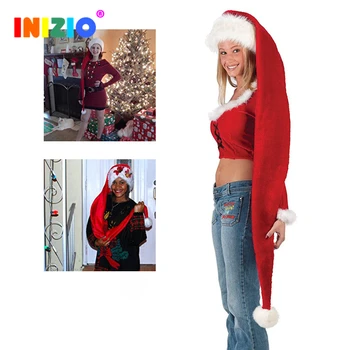 

2020 New Year Plush Christmas Hat Extra Long Christmas Hat Christmas Decoration Holiday Santa Hat Adult Child Hat 155cm