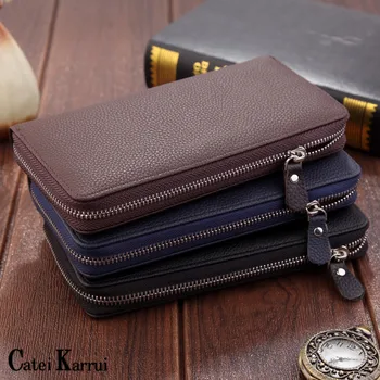 

Catei Karrui New Men's Long Wallet Business Large Capacity Clutch Multifunctional Litchi Pattern Wallet Zipper Clutch