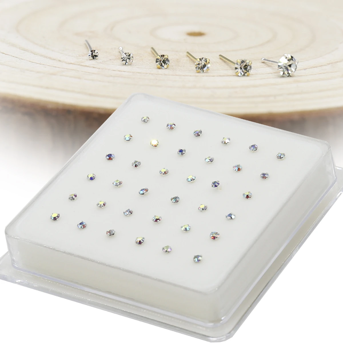 925 Sterling Silver Crystal Different Size Nose Studs Nose Piercing