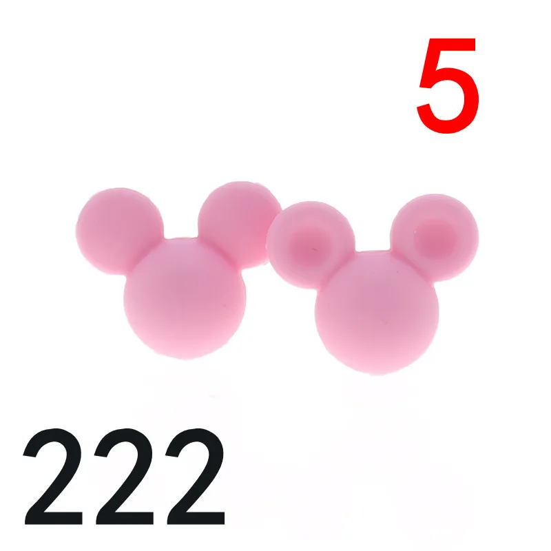 miky222 ATOB, 5 шт., силиконовые бусины для прорезывания зубов с мышкой, для ожерелья, без бисфенола, животные, Детские Прорезыватели, игрушки, аксессуары для кормления, сделай сам - Цвет: miky222