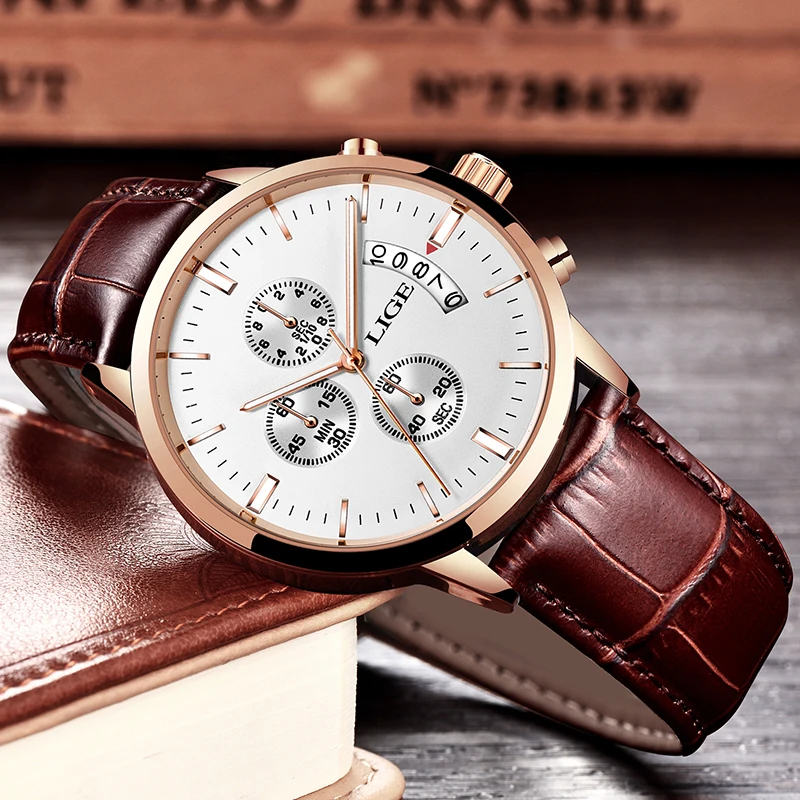 LIGE новые часы мужские модные спортивные кварцевые часы мужские s часы брендовые роскошные кожаные бизнес водонепроницаемые часы Relogio Masculino