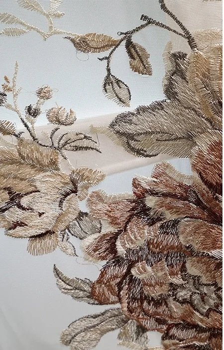 brown tulle Европейские роскошные шторы для окна шторы стили для гостиной элегантные шторы европейские шторы вышитые шторы - Цвет: brown tulle
