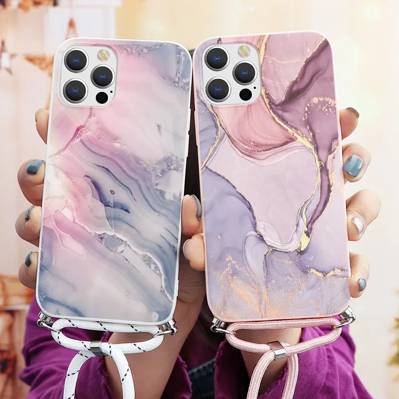 Мраморный чехол со шнурком для Huawei P Smart 2020 Y8S Y8P Y7 Y7P Y6 Y6P Y5P Y9 Prime 2018 Y8 P40 P30 P20 P10 Pro Lite E