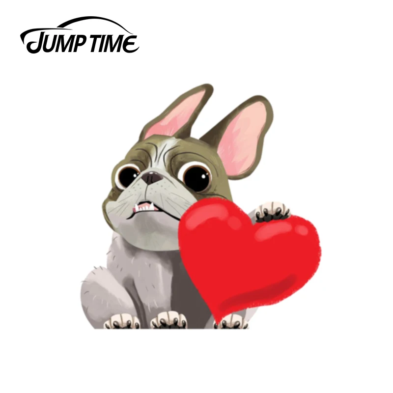

JumpTime 13 см x 12,8 см Kawii Французский бульдог виниловая 3D Наклейка Автомобильные водонепроницаемые аксессуары автомобиль Дрифтинг гонка окна забавная наклейка