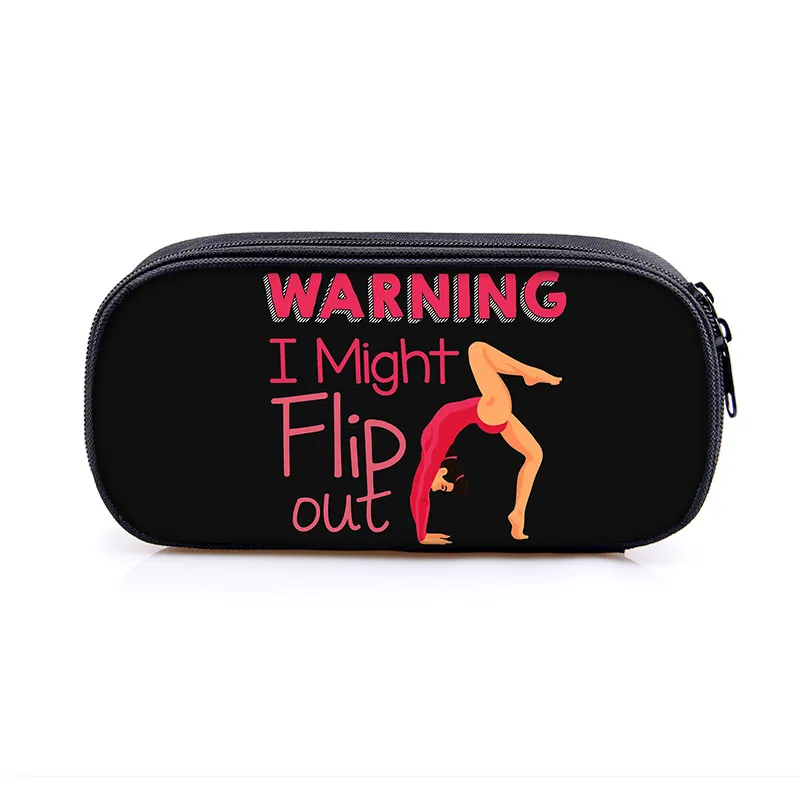 Cosmetic Pencil Case Women Gymnastics Print Canvas for School