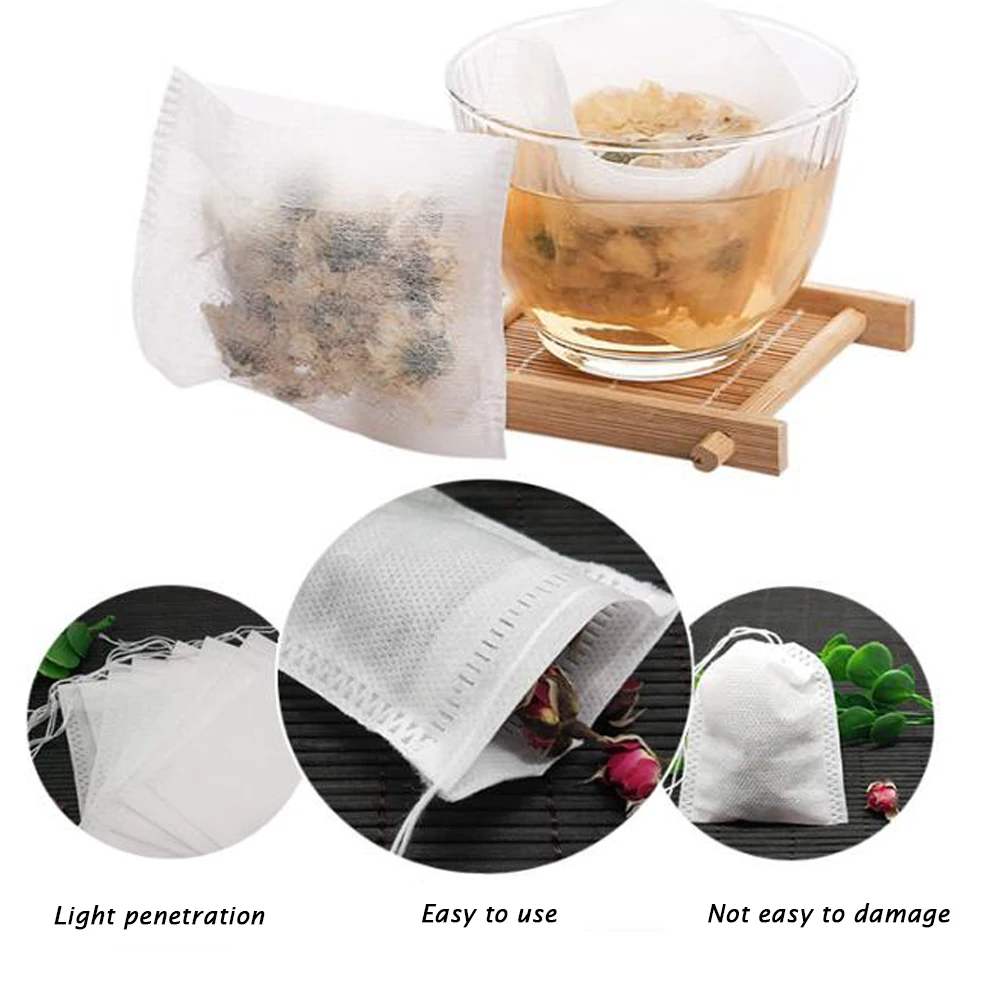 100Pcs/lot Disposable Tea Bags Empty Scented Tea Bag With String Heal Seal Filter Paper for Herb Loose Tea