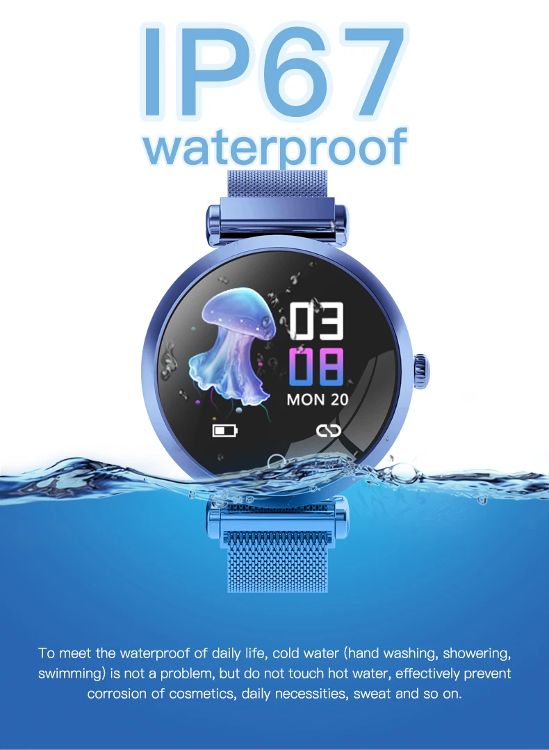 R6 Смарт-часы для женщин водонепроницаемый мониторинг сердечного ритма Bluetooth для Android IOS фитнес-Браслет Smartwatch леди PK H8 H2