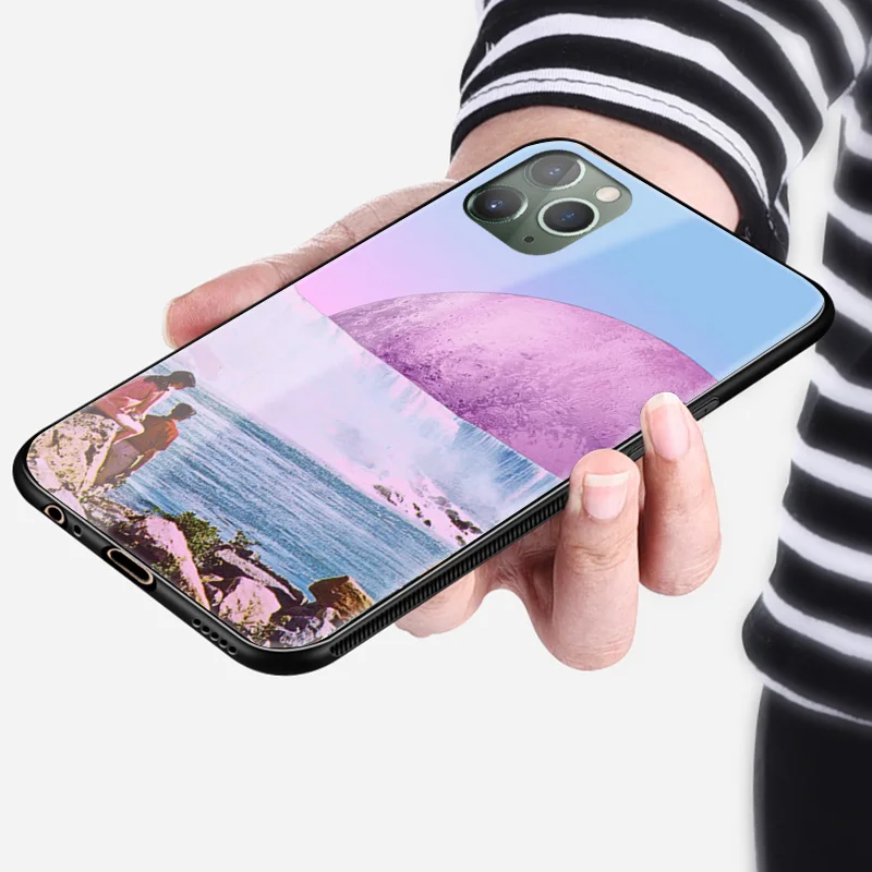 Мягкий силиконовый стеклянный чехол для Apple iPhone 6 6s 7 8 Plus X XR XS 11 Pro max|case cover|phone casesshell