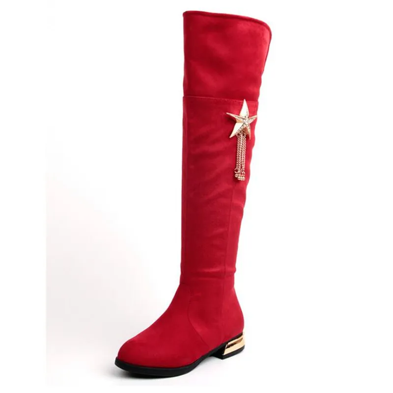 Weoneit/зимние сапоги осенне зимние до колена новая модная детская обувь для девочек