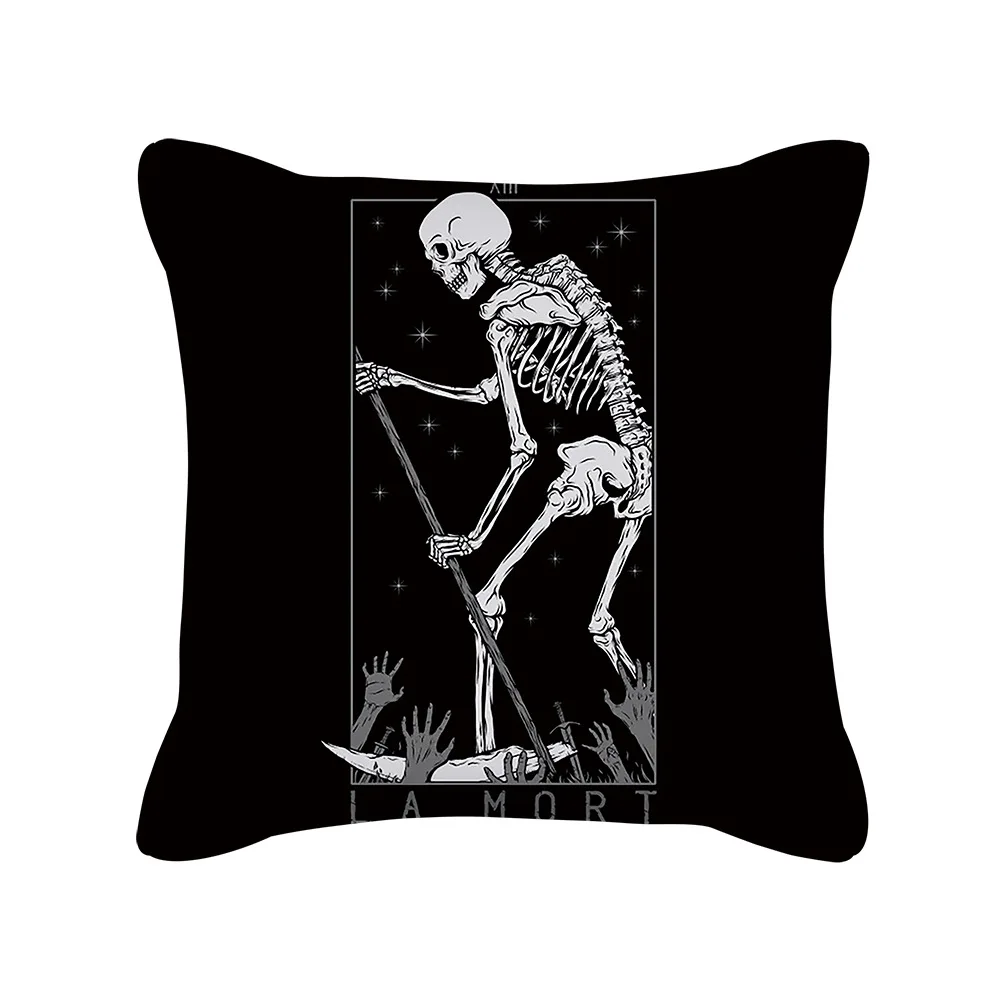 Punk Style Cushion Cover Skull Print Office Sofa Car Pillow Case Home Decor Throw Pillow Cover Outdoor Square Pillowcase45x45cm