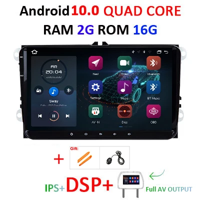 DSP ips " Android 10 2 din Автомобильный Радио без dvd gps для VW Skoda Octavia Гольф 5 6 touran passat B6 B7 jetta polo tiguan мультимедиа - Цвет: 2G 16G IPS DSP FULL