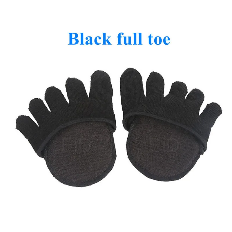 Black full toe Хлопковые подушечки для ног Hallux Valgus силиконовые обувные стельки для боли в ногах выпрямитель большого пальца носки ортопедические носочки для ног половинные подушечки - Цвет: Black full toe