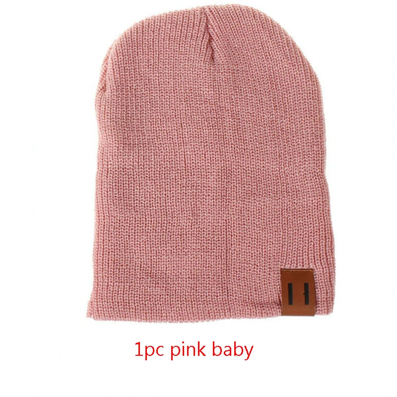 Skin Pink baby Высокое качество, модная Горячая Распродажа, женская, мужская, детская зимняя теплая вязаная шапка, лыжная шапка, детская шапка, Папа, мама, детские шапки - Цвет: Skin Pink baby