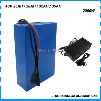 

2000W 48V 25AH Lithium battery 48 V 28AH E bike bicycle bateria pack use NCR18650GA 3500mah cell 50A BMS with Charger