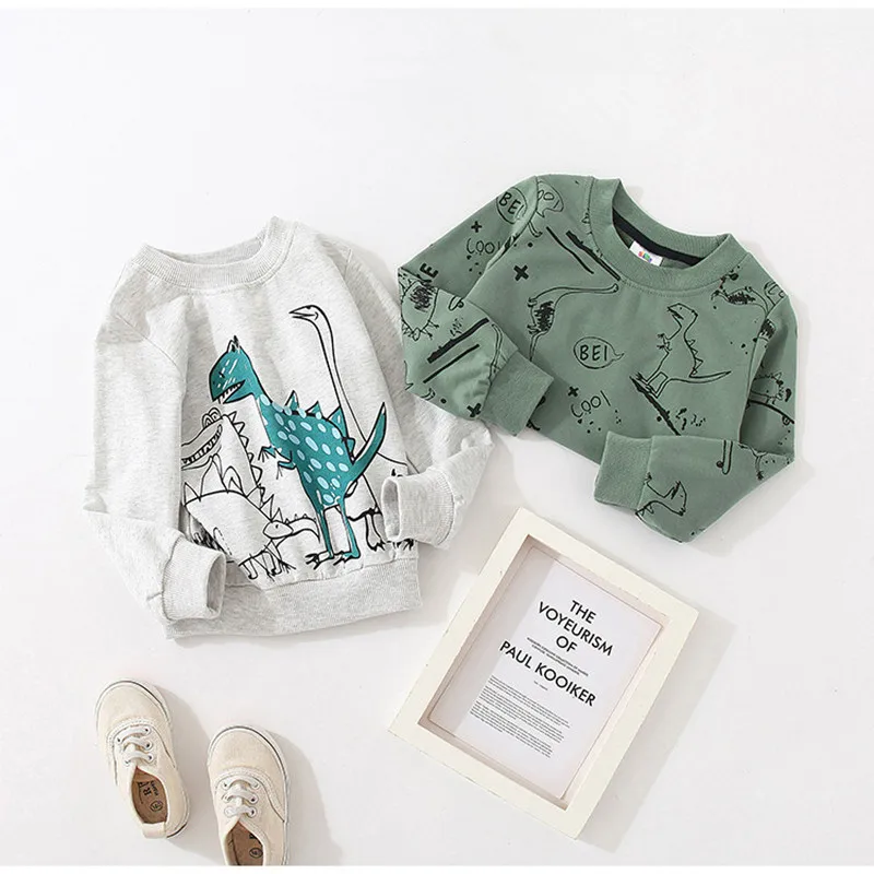Spring Autumn New Design 2 3 4 6 8 10 Years Children'S Clothing Cartoon Animal Print All-Match Sweatshirt For Kids Baby Boy