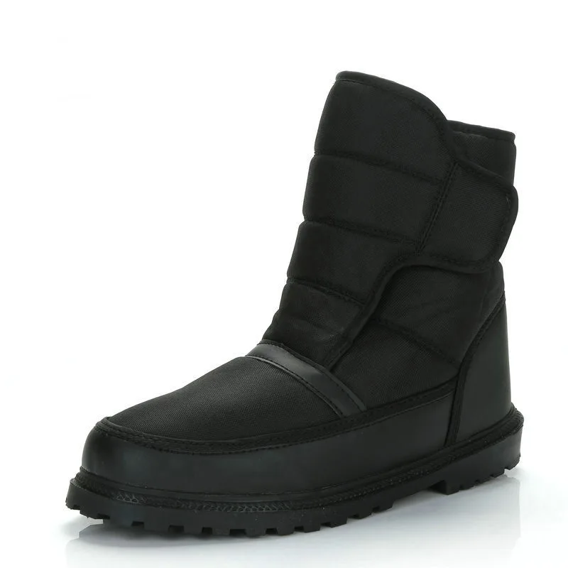

Canvas hook loop snow boot with antiskid metal men oxford cloth winter boots waterproof mid booties for heavy frost sy3
