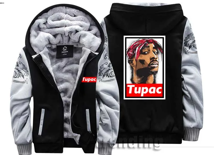 Модная мужская теплая Толстая куртка, зимняя теплая куртка biggie tupac rap в стиле хип-хоп, музыкальная уличная бархатная толстовка, топ с капюшоном