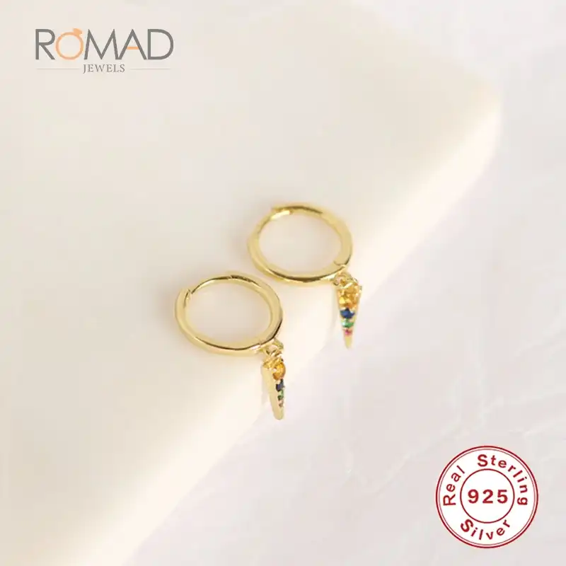 925 серебряные серьги-кольца с разноцветными цирконами треугольные серьги-гвоздики с подвеской для женщин вечерние женские деловые офисные