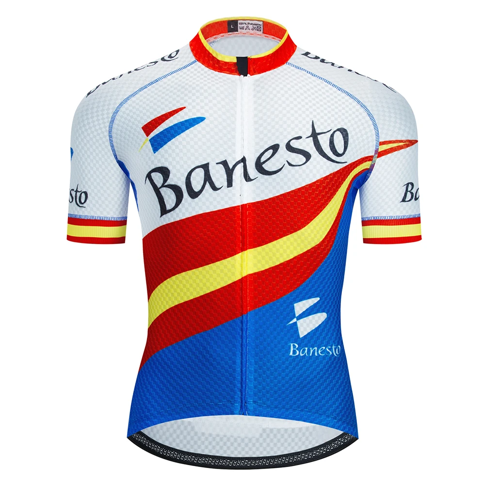 

Cycling Men's Bike Banesto Jerseys Short Sleeves Summer Motocross Mountain Bike Downhill Racing Road Bicycle Tops