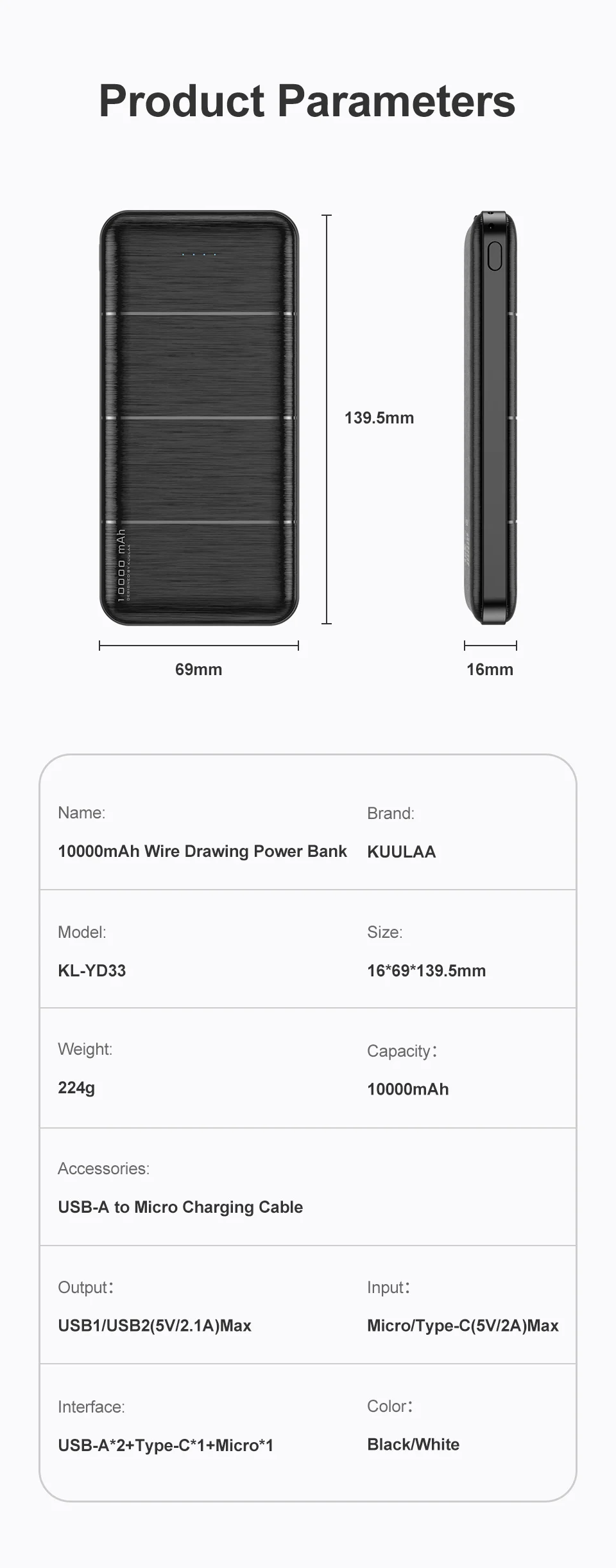 power bank 5000mah KUULAA 2Pcs Power Bank 10000mAh Portable Charging PowerBank 10000 mAh USB External Battery Charger For Xiaomi Poco X3 Pro iPhone best power bank brand