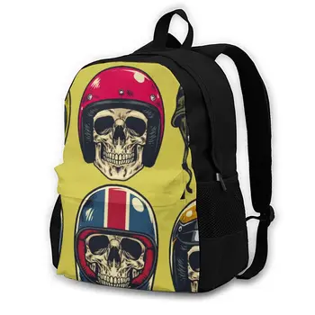 

Hand Drawing Skulls Wearing Various Of Motorcycle Helmet Backpack Shoulder Bag Casual Women Backpack Teenage School Bag Bagpack