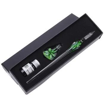 

3 Pcs Glass Dip Pen Set Green Radish Creative Ink Gift Pens Crystal Signature Pen Kit for Signatures Writing Calligraphy
