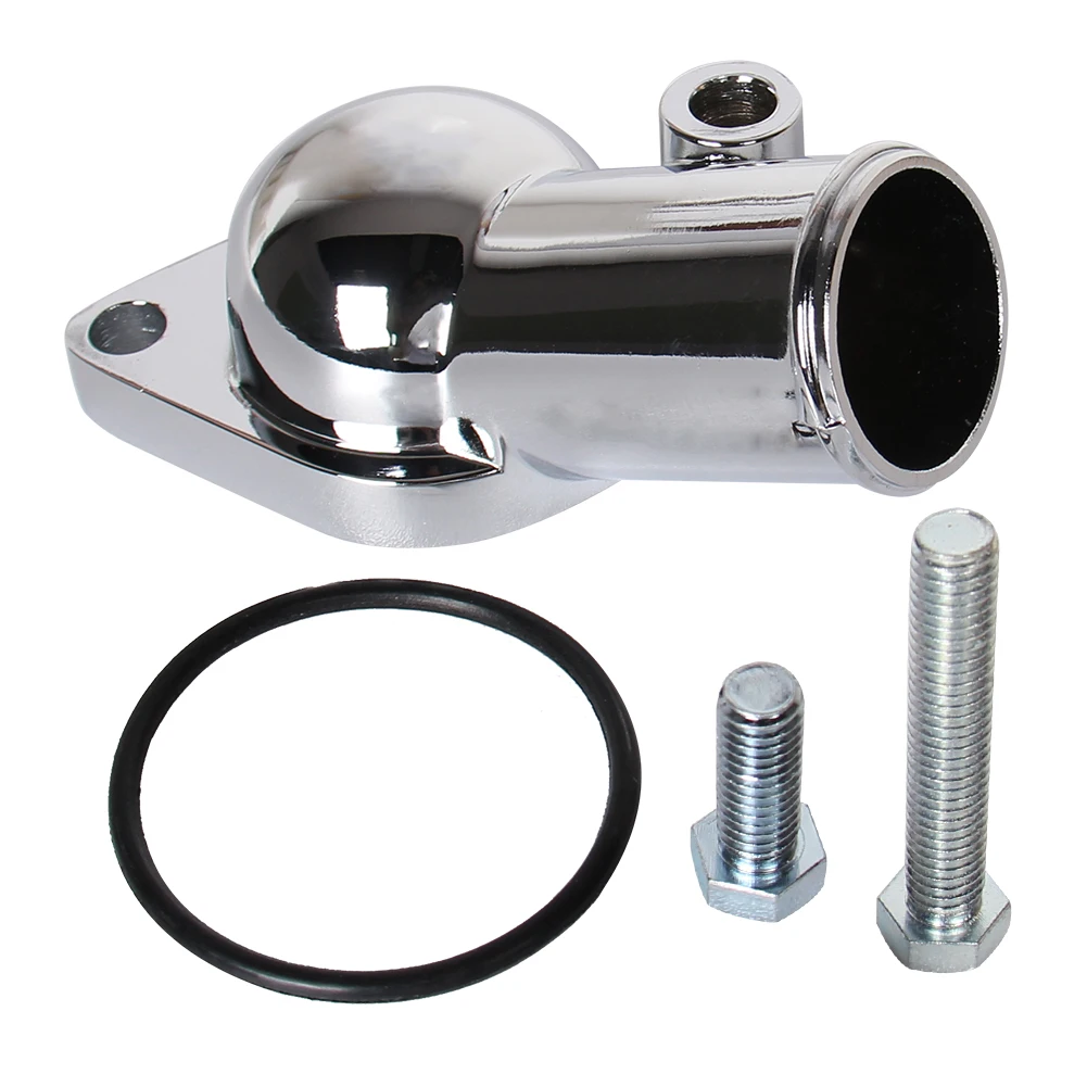 

SBC BBC Chrome Water Neck Thermostat Housing Outlet Fit Chevy 45 Degree 350-454