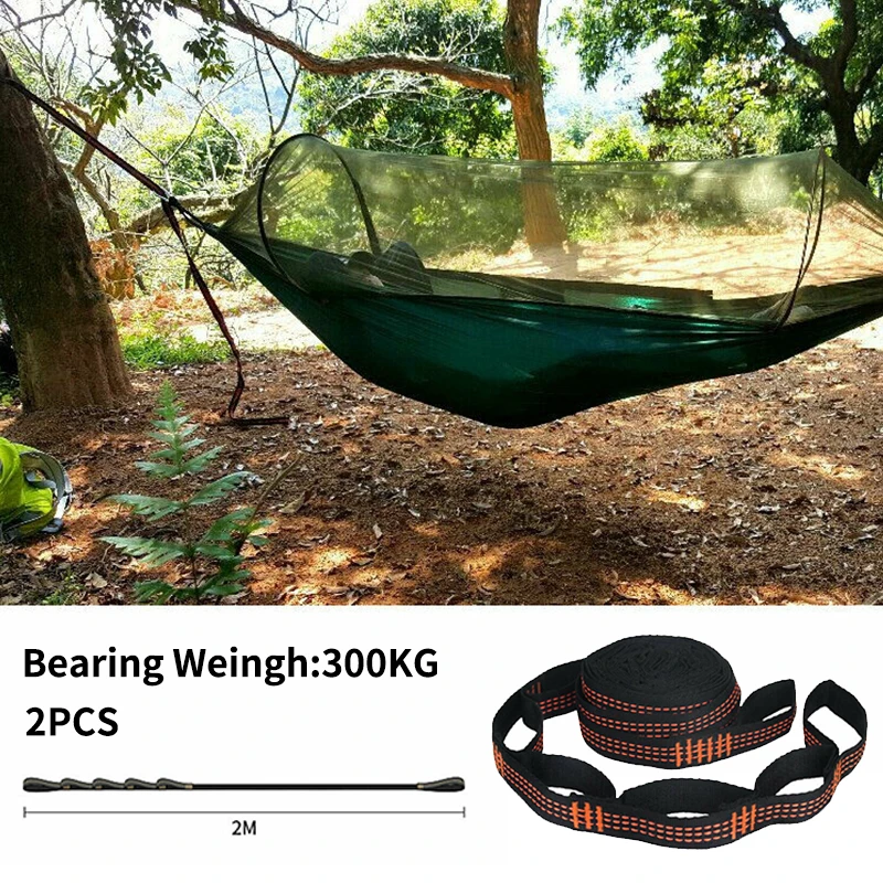 2Pcs Hammock Straps Special Reinforced Polyester Straps 5 Ring High Load-Bearing Barbed Black Outdoor Hammock Straps 2M