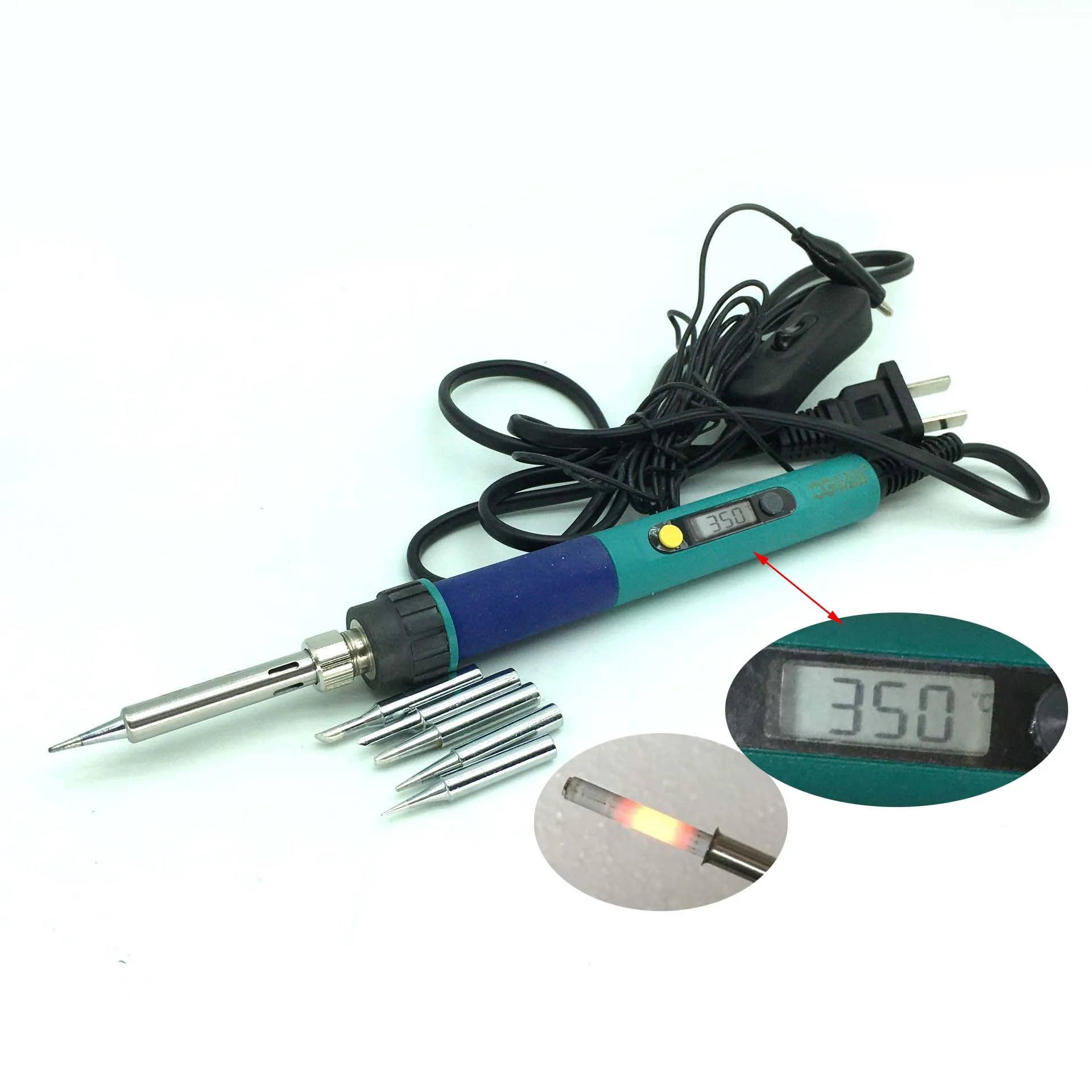 

936d LED Digital Constant Temperature Adjustable Professional Electric Soldering iron 220V 60W Rework Welding Tool + 5PCS Tips