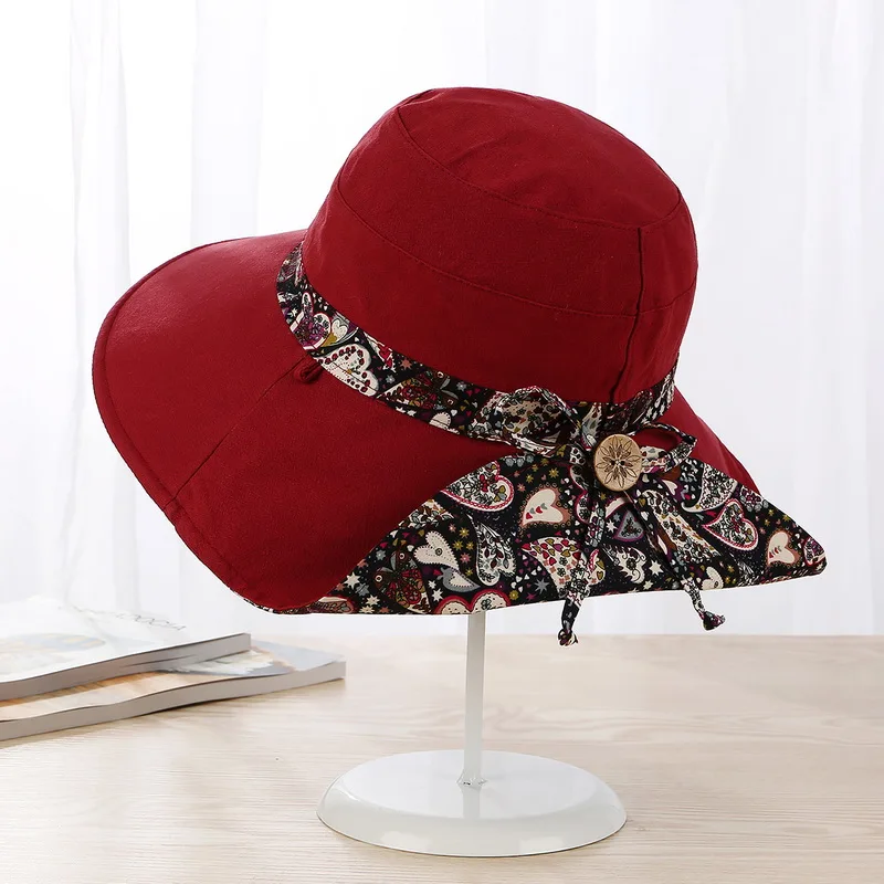 WENYUJH, новинка, женская летняя пляжная шляпа для путешествий, с бантом, с большими широкими полями, Солнцезащитная шляпа для рыбалки, реверсивная Складная Кепка, повседневная женская кепка от солнца