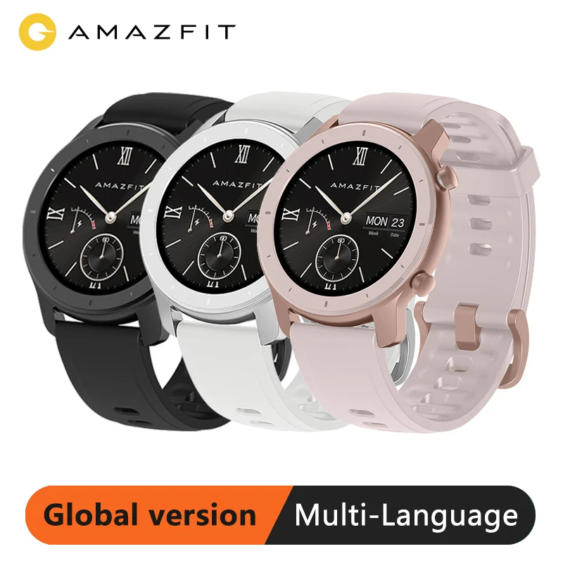 Глобальная версия Amazfit GTR Смарт часы 42 мм 5ATM 24 дня батарея GPS и ГЛОНАСС для