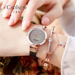 CADISEN 2023 new women watch luxury brand watch ladies Sapphire Dial Quartz wristwatch gold stainless steel dress gift for women