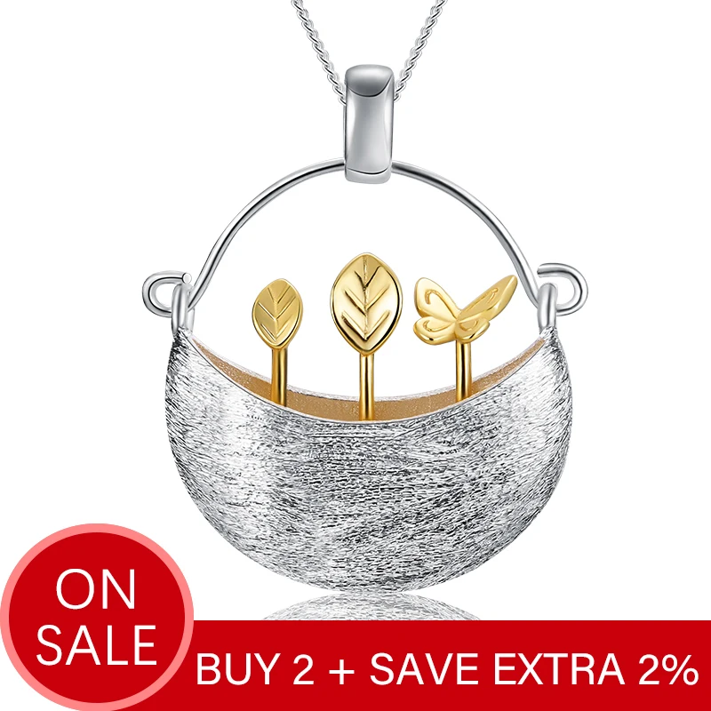 Goedkoop Lotus Plezier Echte 925 Sterling Zilveren Handgemaakte Fijne Sieraden My Little Tuin Ontwerp Hanger zonder Ketting voor Vrouwen Acessorios