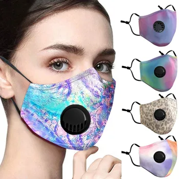 

Tie-dye Face Mask 2020 Fashion PM2.5 Print Dust Proof Reusable Mouth Face Masks Breathable Mouth Cover Carbon Filter Valve #M