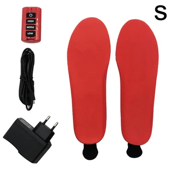 

1pair Heated Insoles Outdoor Sports Temperature Adjustable Winter Warm Washable Remote Control Foot Warming Electric Students
