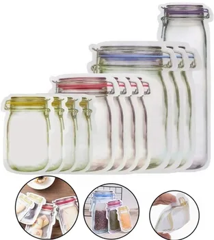 

Reusable Mason Bottles Bags Waterproof Nuts Candy Cookies Bag Travel Seal Fresh Food Storage Bag Snacks Sandwich Zip Lock Bags