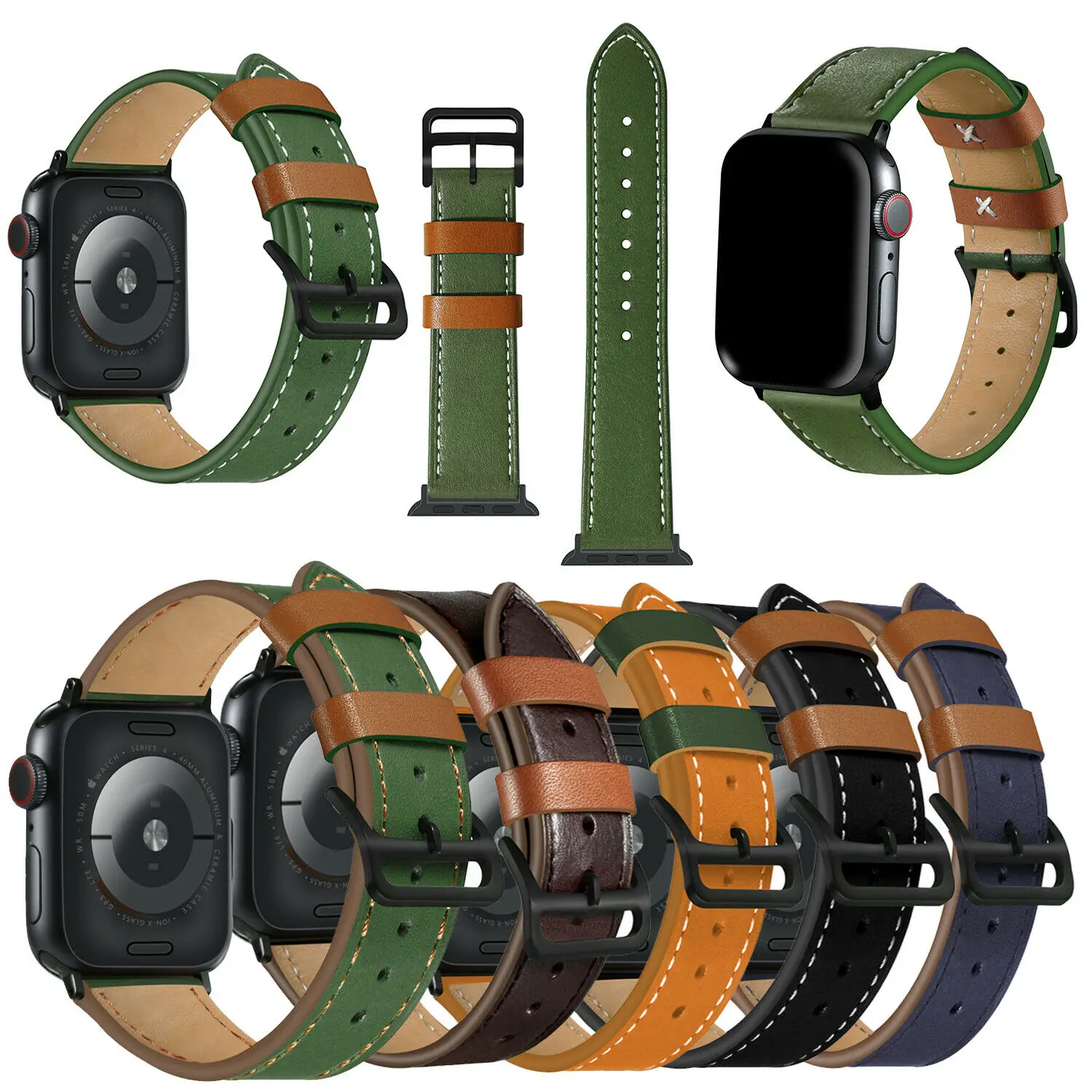 

EUBBOM-Luxury Leather Strap iWatch 5 Band For Apple Watch Series 6 /5/ 4/3/2 38/40MM 42/44MM smart watch