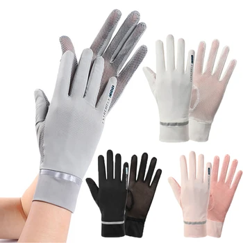 

Sunscreen Ice Silk Thin Women Summer Anti-UV Gloves Mesh Breathable Touch Screen Driving Gloves