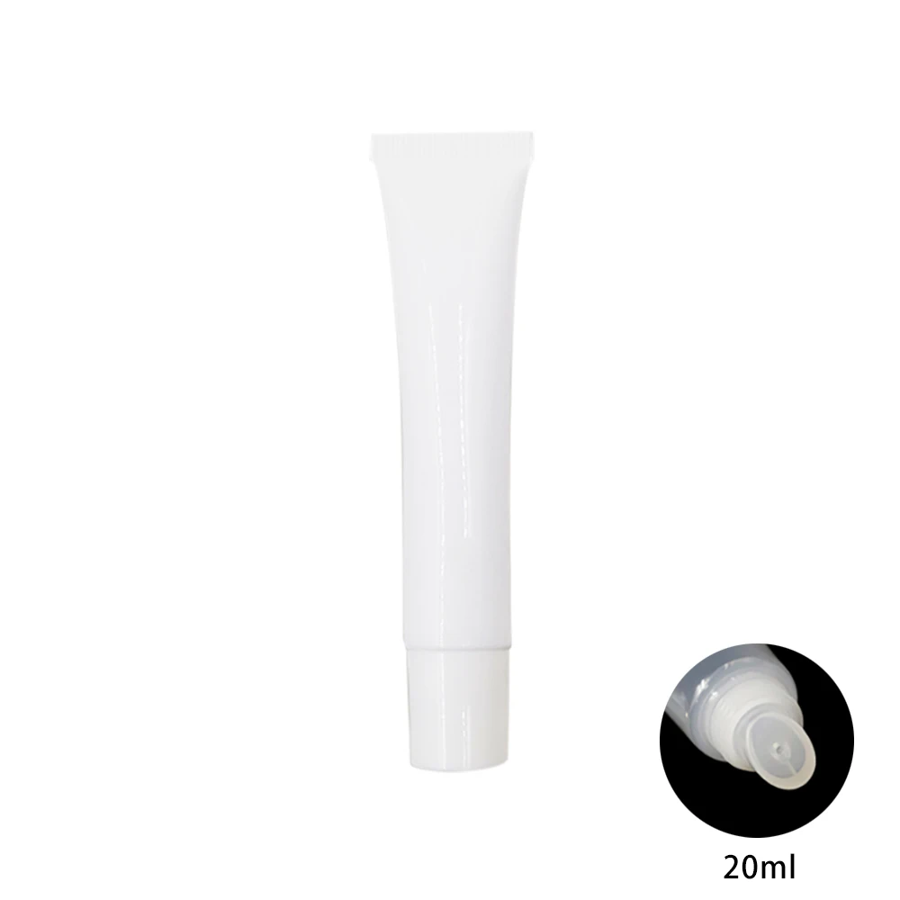 20ml White/Clear Squeeze Lip Gloss Tube with Clear/Gold/White Cap - Цвет: white A