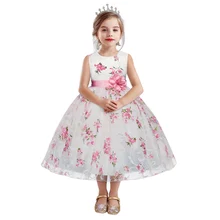 Платье с цветочным узором для девочек платья принцессы для маленьких девочек от 3 до 8 лет, свадебные вечерние платья для подростков, Vestidos Infantis, детская одежда с цветочным рисунком для девочек