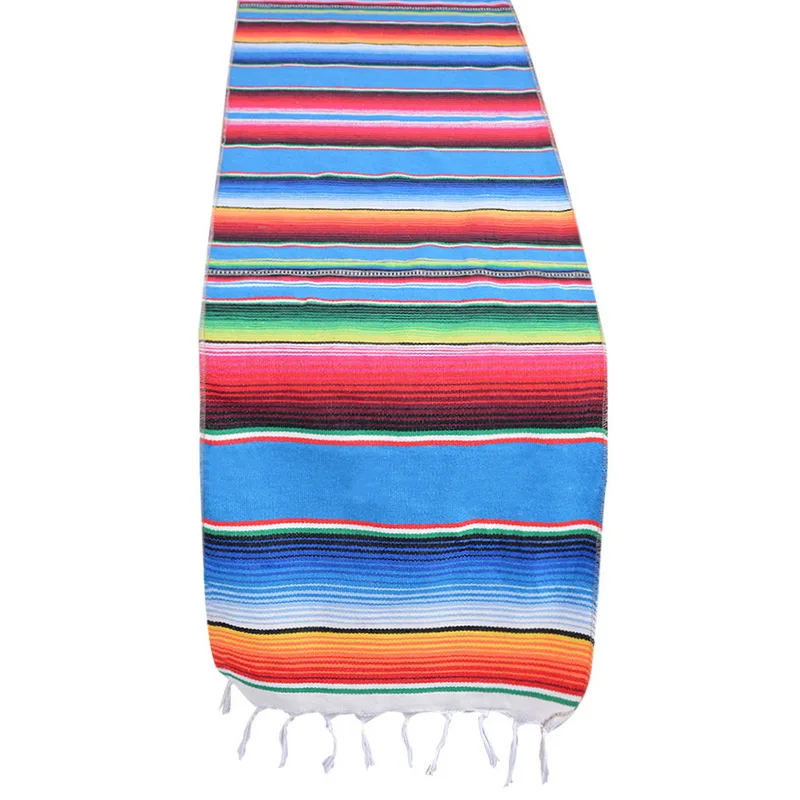 14x84 дюймов Мексиканская Serape настольная дорожка тканевая крышка бахрома хлопчатобумажная скатерть для мексиканских скатерти вечерние свадебные украшения