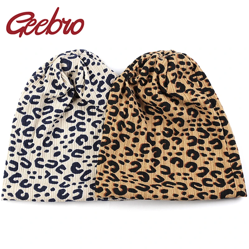 Adult Beanie Hat Autumn Winter Warm Beanies Leopard Print Skull Cap For Women Men | Аксессуары для одежды