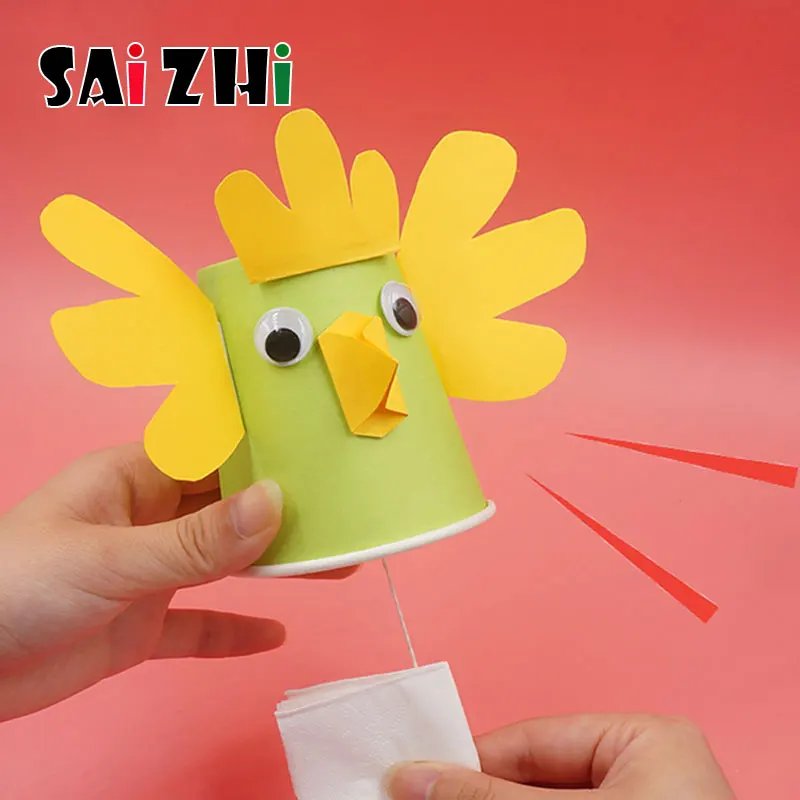 

Saizhi 2pcs Model Toy Diy In The Cup Chicken Call Developing Intelligent STEM Motor Toy Science Birthday Gift SZ3359
