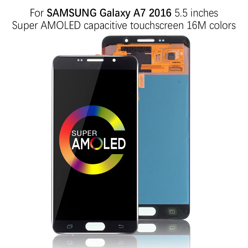 ЖК дисплей Super AMOLED 5 дюйма для Samsung Galaxy A7 2016 A710 A7100 A710F с сенсорным экраном и