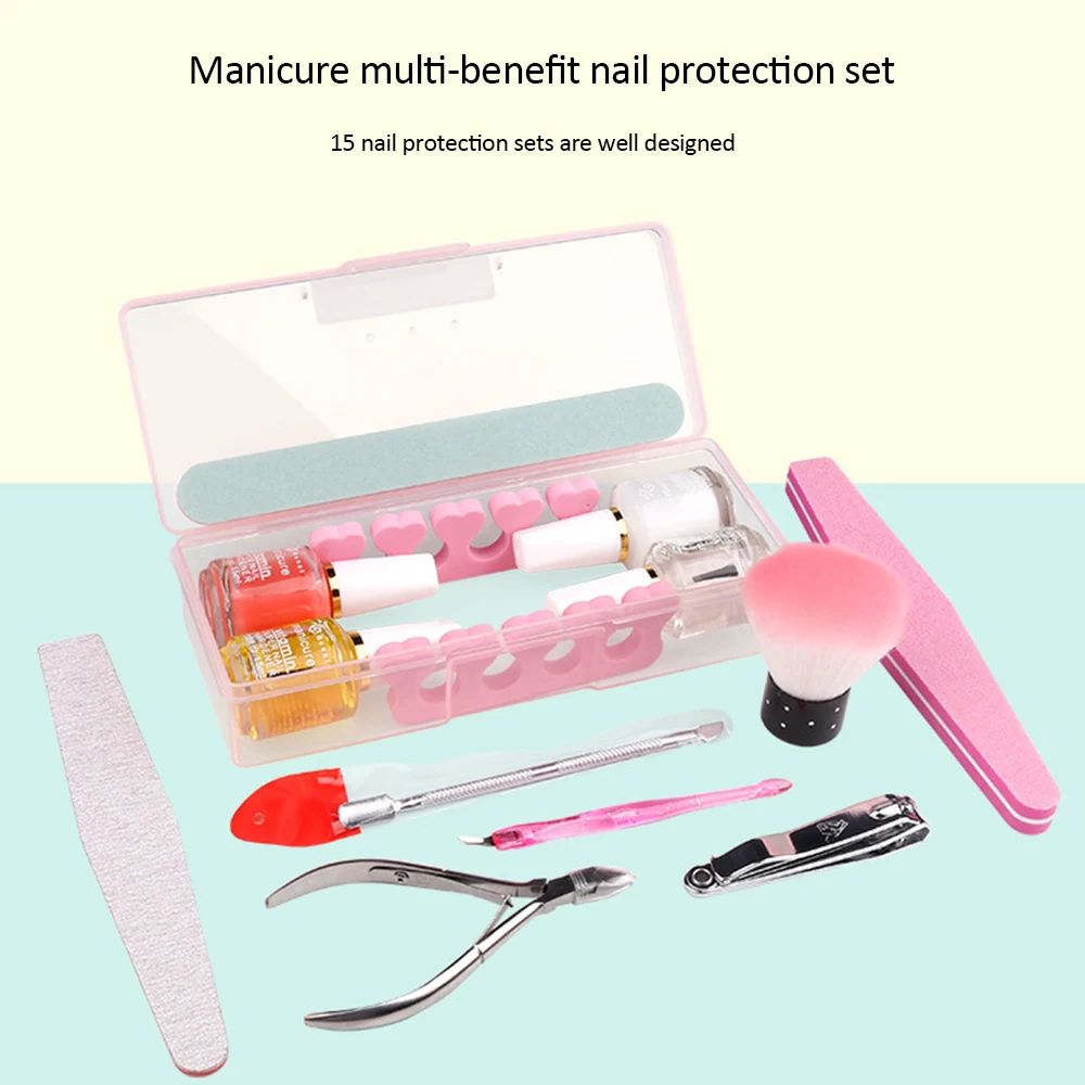 Multiple Pieces Plastic Manicure Nail Tool Suit Nail Art Sanding Nail Polish Repair Set To Remove Dead Skin Manicure Tools Set