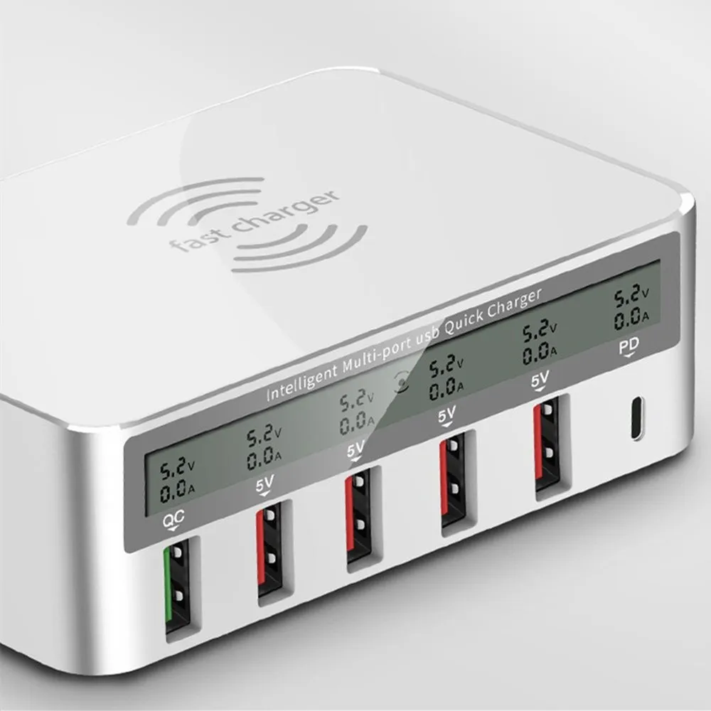 QC3.0 Быстрая зарядка 5USB 10А зарядное устройство многофункциональное ЖК-экран зарядное устройство станция для мобильного телефона планшета умные устройства